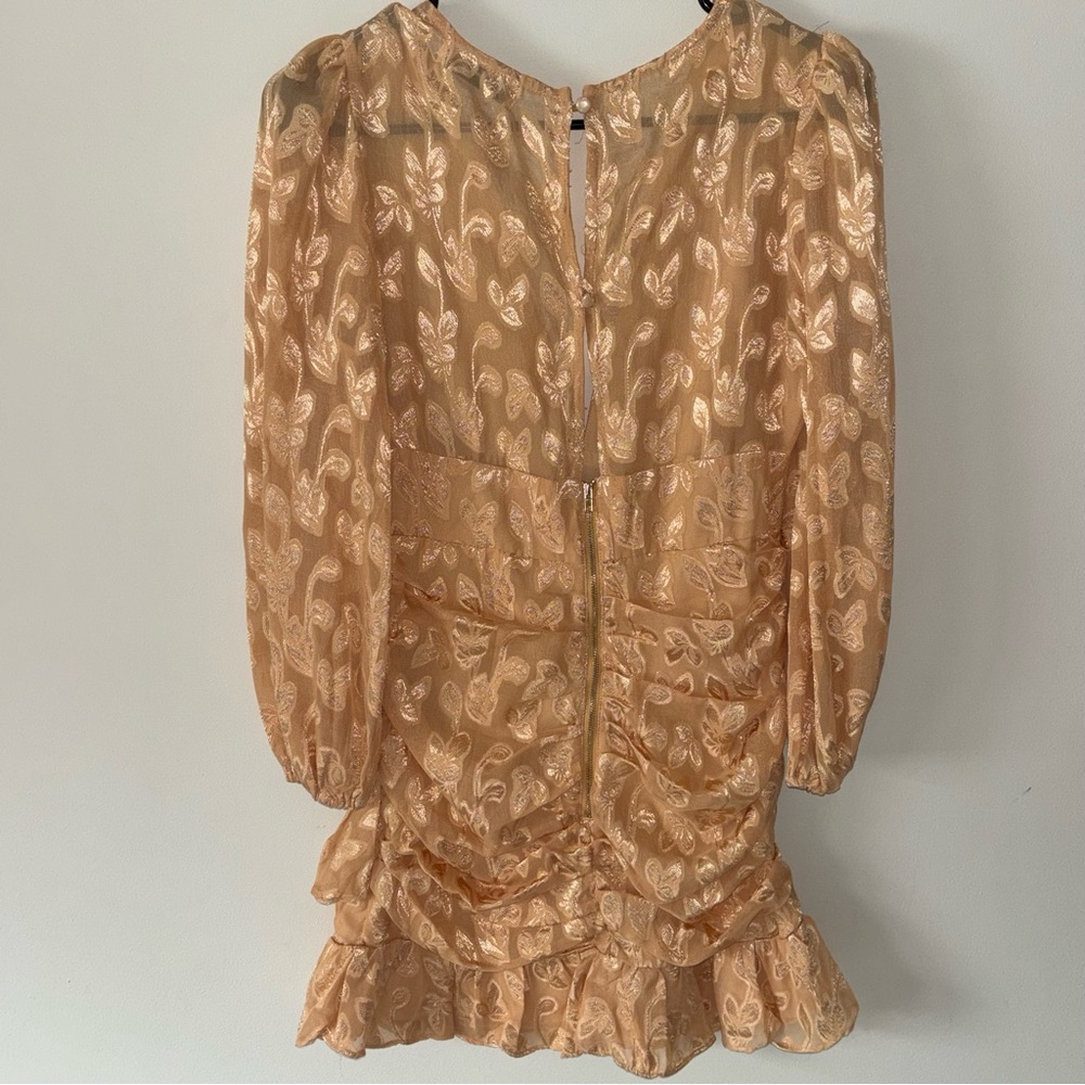 Graduation Dress Gold Floral Mini Dress Size 8 New with Tags - Picture 8 of 11